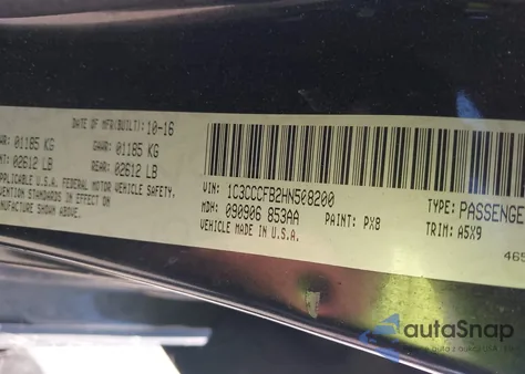 2017 Chrysler 200 Touring from USA, damaged, VIN 1C3CCCFB2HN508200